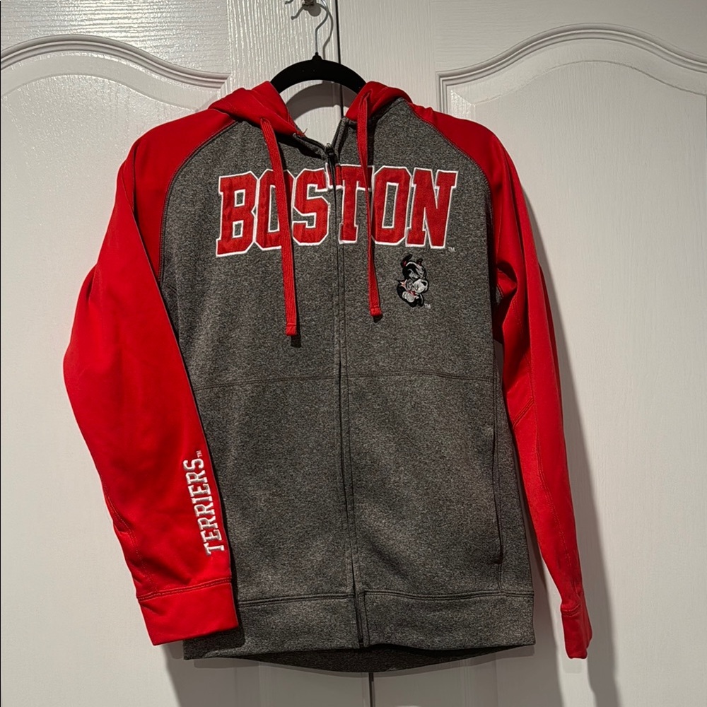 Sz S Champion Red and Gray Boston University Terriors Hoodie